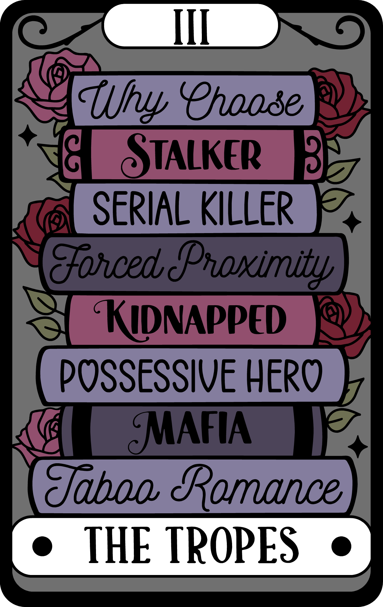 The Dark Romance Tropes Tarot Sticker